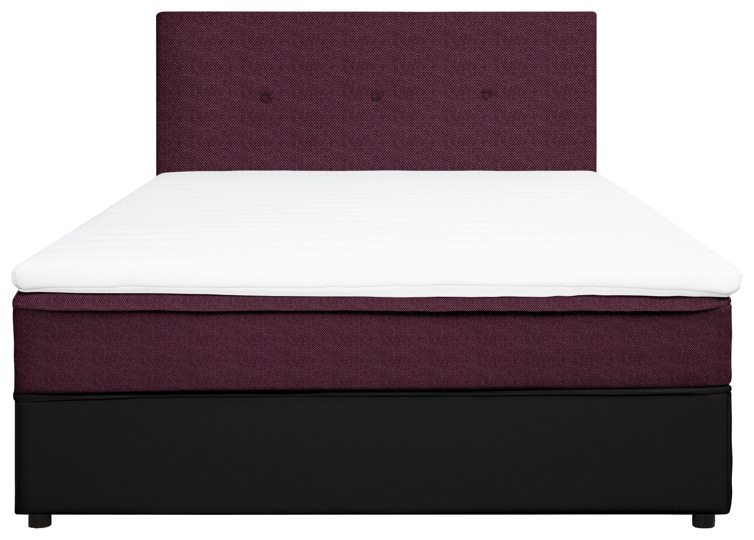 Thumbnail - Boxxx Boxbett, Schwarz, Brombeere, Textil, H2, Höhe ca. 19 cm, 160x200 cm, gepolstertes Kopfteil, Stoffauswahl, Topper d...