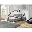 BOXSPRINGBETT 180/200 cm,  in Hellgrau, Matratze, H2 + H4 = mittel + sehr fest  - Chromfarben/Hellgrau, KONVENTIONELL, Textil (180/200cm) - Dieter Knoll