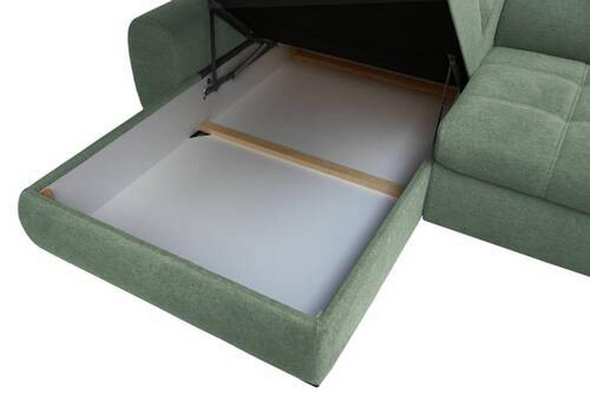 ECKSOFA in Webstoff Grün  - Weiss/Schwarz, Design, Kunststoff/Textil (276/173cm) - Stylife