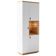 VITRINE  in furniert Wildeiche Weiß, Wildeiche - Wildeiche/Anthrazit, Design, Glas/Holz (80/202/37cm) - Novel