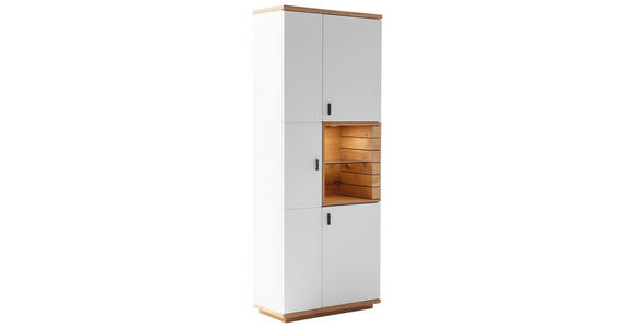 VITRINE in furniert Wildeiche Weiß, Wildeiche - Wildeiche/Anthrazit, Design, Glas/Holz (80/202/37cm) - Novel
