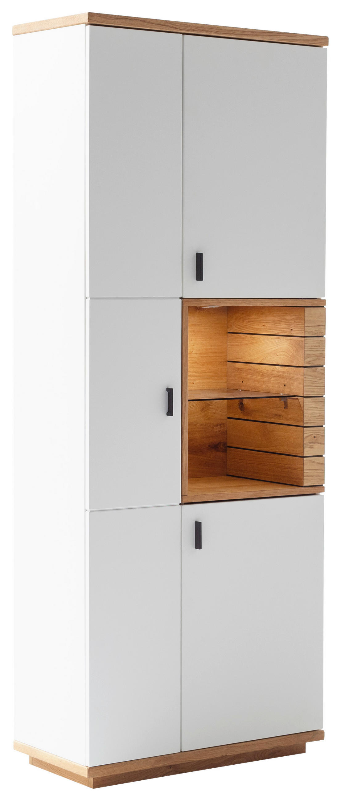 VITRINE Weiss, Wildeiche  80/202/37 cm  - Wildeiche/Weiss, Design, Glas/Holz (80/202/37cm) - Novel