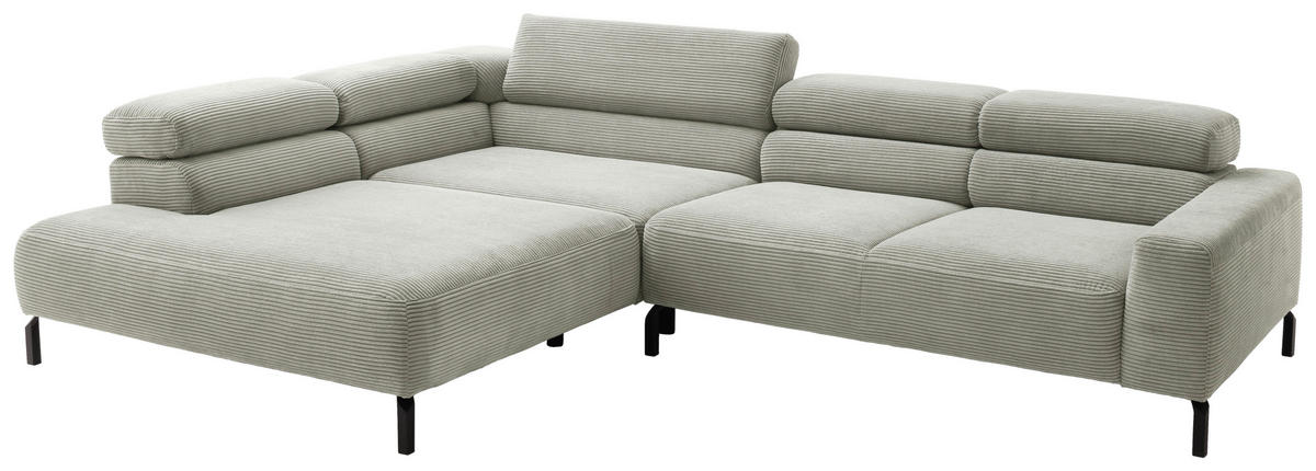 ECKSOFA inkl. Funktion in Cord Graubraun  - Graubraun/Schwarz, Modern, Textil/Metall (219/309cm) - Pure Home Lifestyle