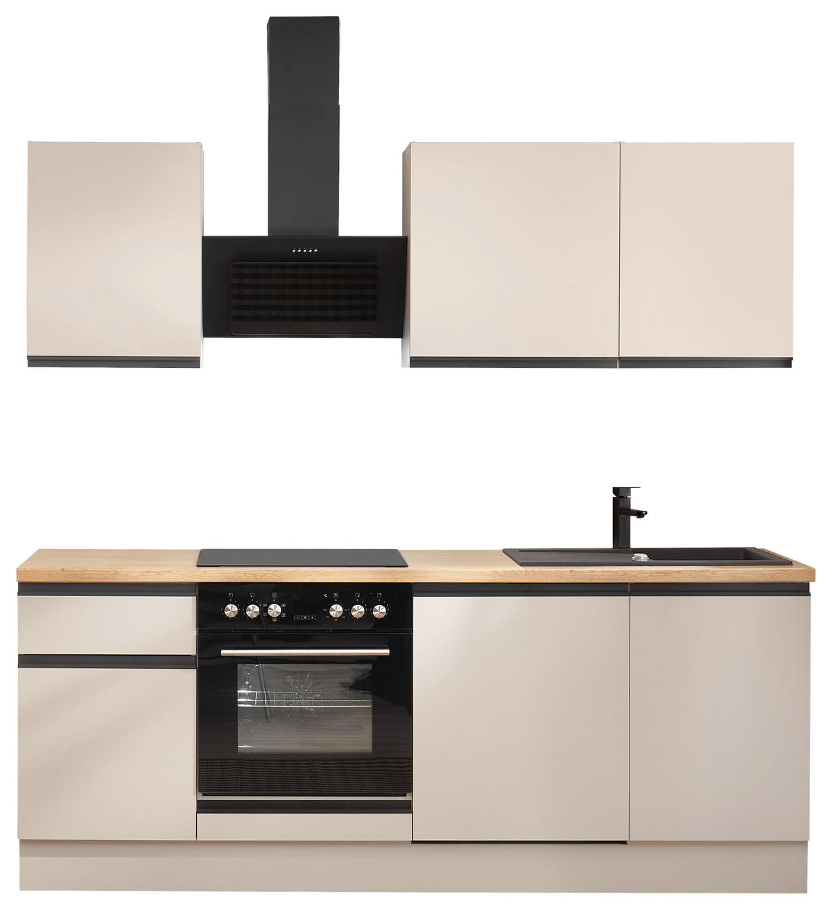 KÜCHENBLOCK 220 cm   in Seidengrau  - Eichefarben/Seidengrau, Trend, Holzwerkstoff/Metall (220cm) - P & B