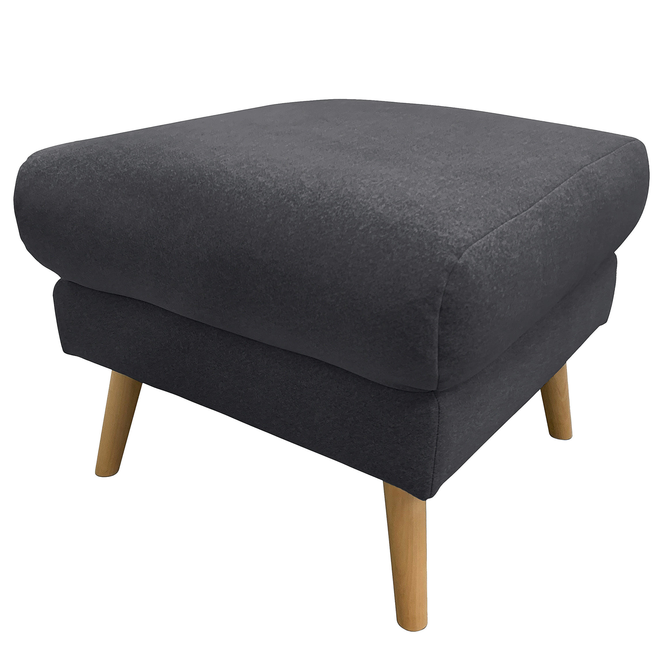 HOCKERTextil Anthrazit  - Anthrazit/Buchefarben, Design, Holz/Textil (61/49/65cm) - Livetastic