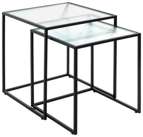 BEISTELLTISCHSET rechteckig Klar, Schwarz  - Klar/Schwarz, Design, Glas/Metall (40-45/40-45/44-49cm)