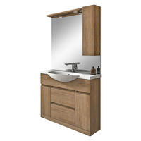 FÜRDŐSZOBABÚTOR - tölgyfa színű/fehér, Basics, műanyag/faalapú anyag (100/190/50cm) - Welnova