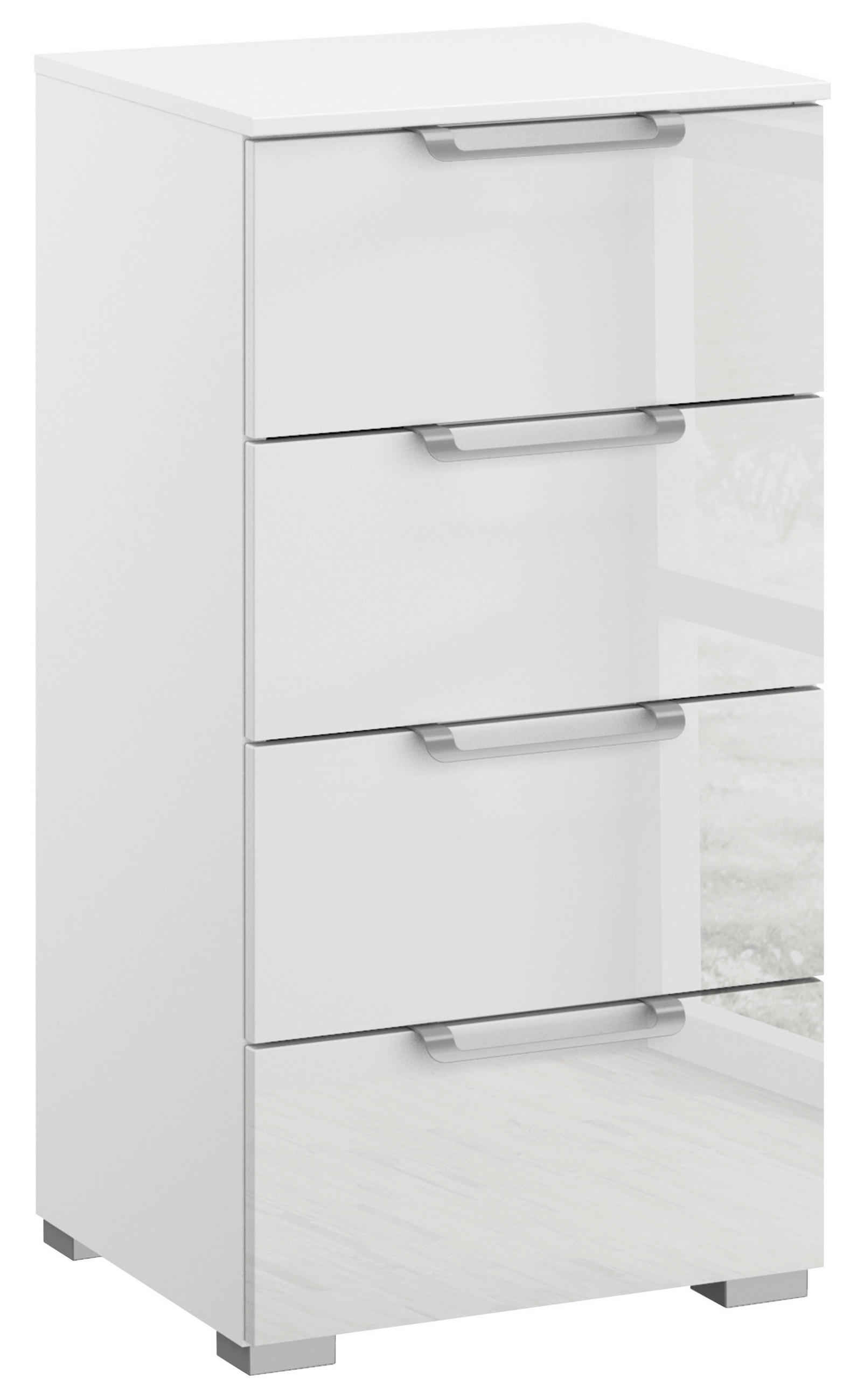 KOMMODE 40/81/42 cm Klar, Weiss  - Klar/Weiss, Design, Glas/Holzwerkstoff (40/81/42cm) - Novel