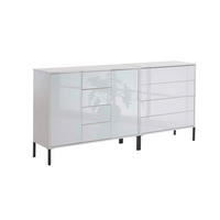 SIDEBOARD Mailand Set 14 + MF  in 185/86/33 cm  - Weiß Hochglanz/Anthrazit, MODERN, Holzwerkstoff/Metall (185/86/33cm) - MID.YOU