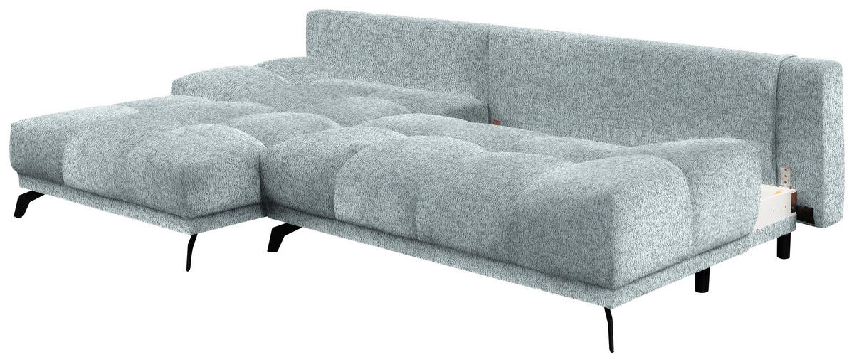ECKSOFA Türkis Chenille  - Türkis/Schwarz, MODERN, Textil/Metall (182/290cm) - Hom`in