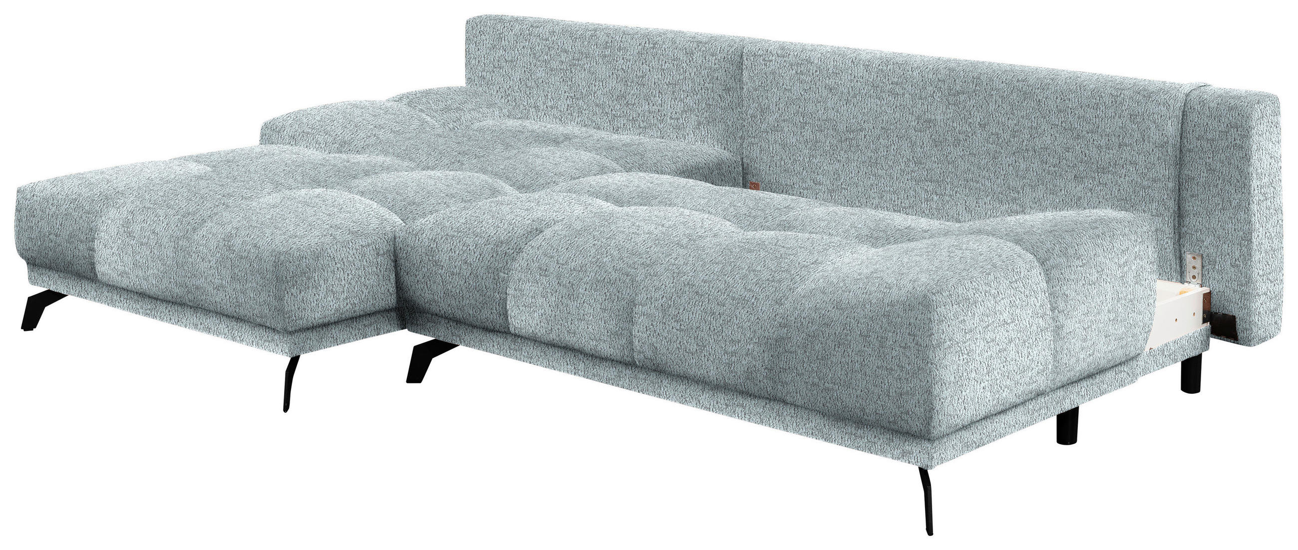 Thumbnail - Hom`in Ecksofa, Türkis, Textil, 5-Sitzer, Füllung: Schaumstoff, Ottomane links, L-Form, 290x182 cm, Stoffauswahl, seiten...