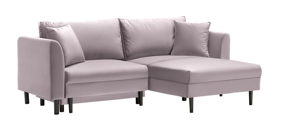ECKSOFA Rosa Velours  - Schwarz/Rosa, Design, Holz/Textil (235/165cm) - Ti'me