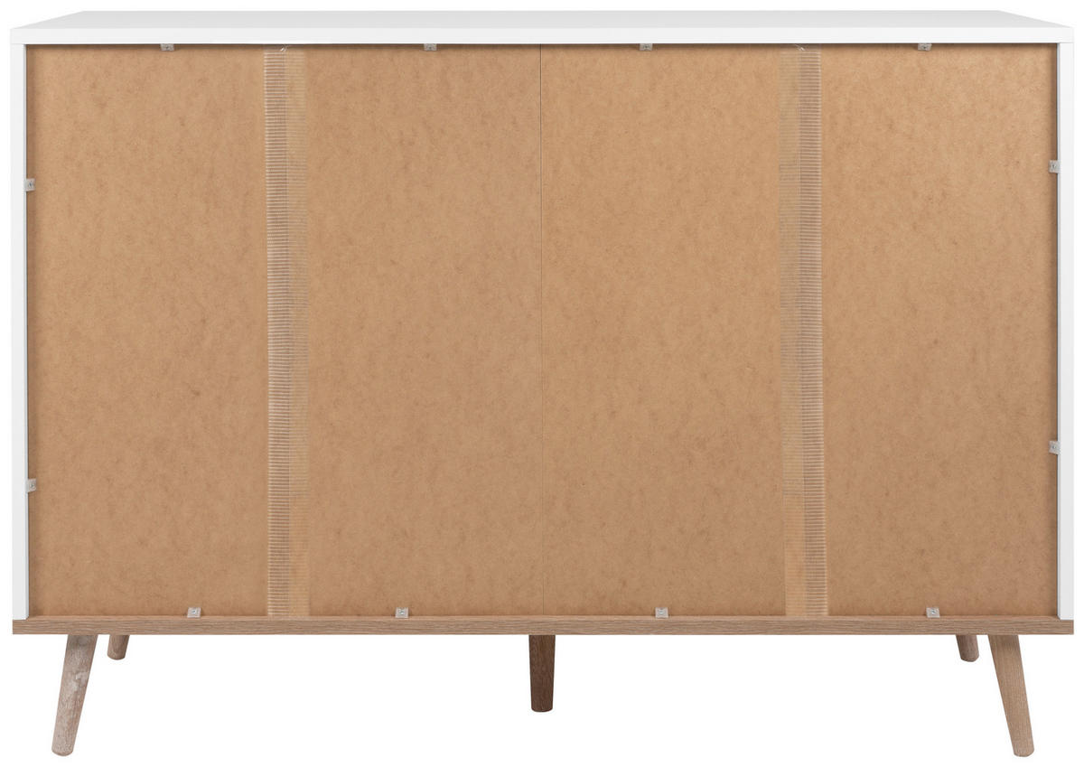 KOMODA, bela, hrast sonoma  - srebrne barve/bela, Konvencionalno, kovina/leseni material (120/87/40cm) - MID.YOU