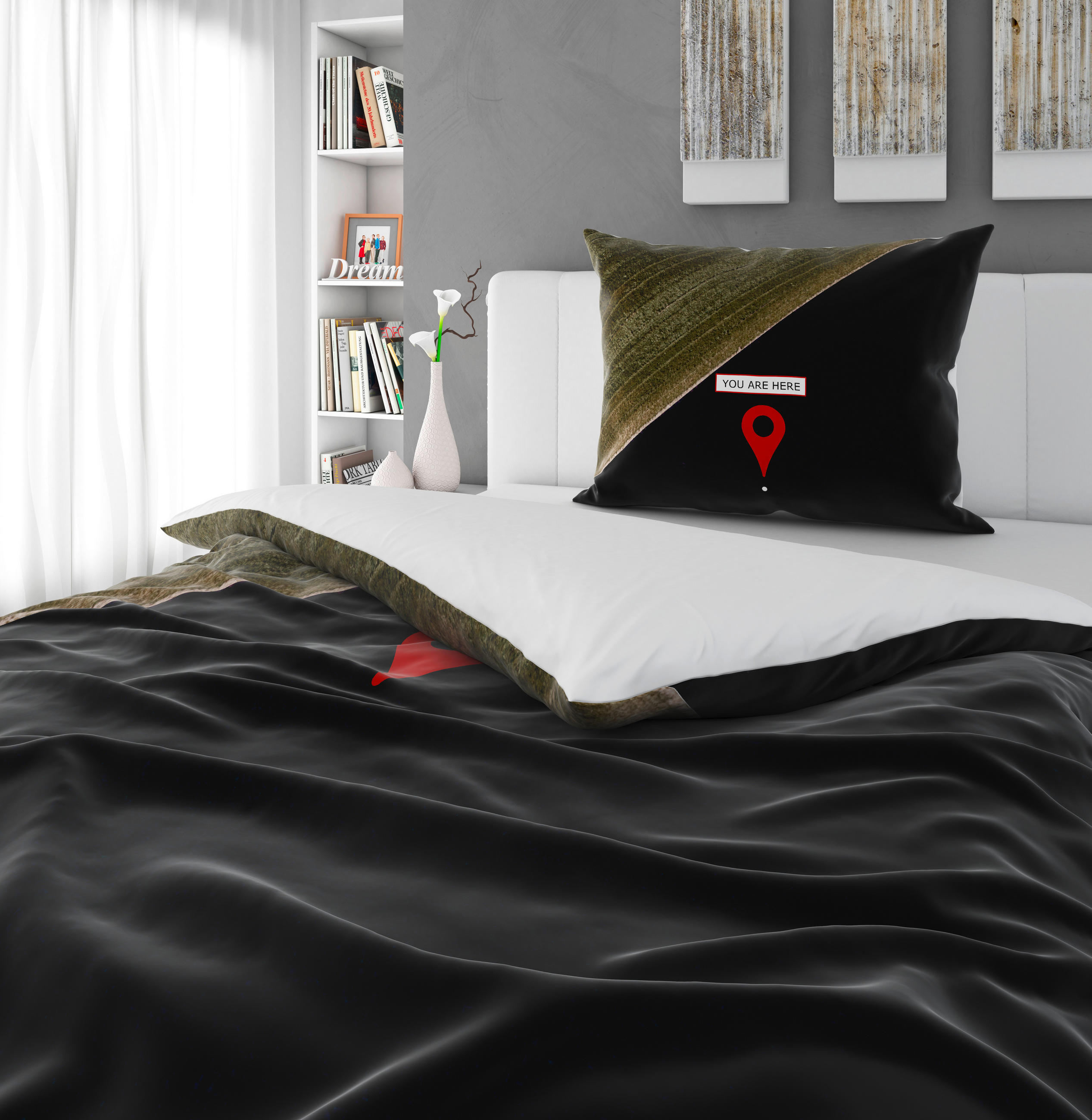 POSTELJINA SA DVA LICA LOCATION 140/200 cm saten crna  - crna, Konvencionalno, tekstil (140/200cm) - Esposa