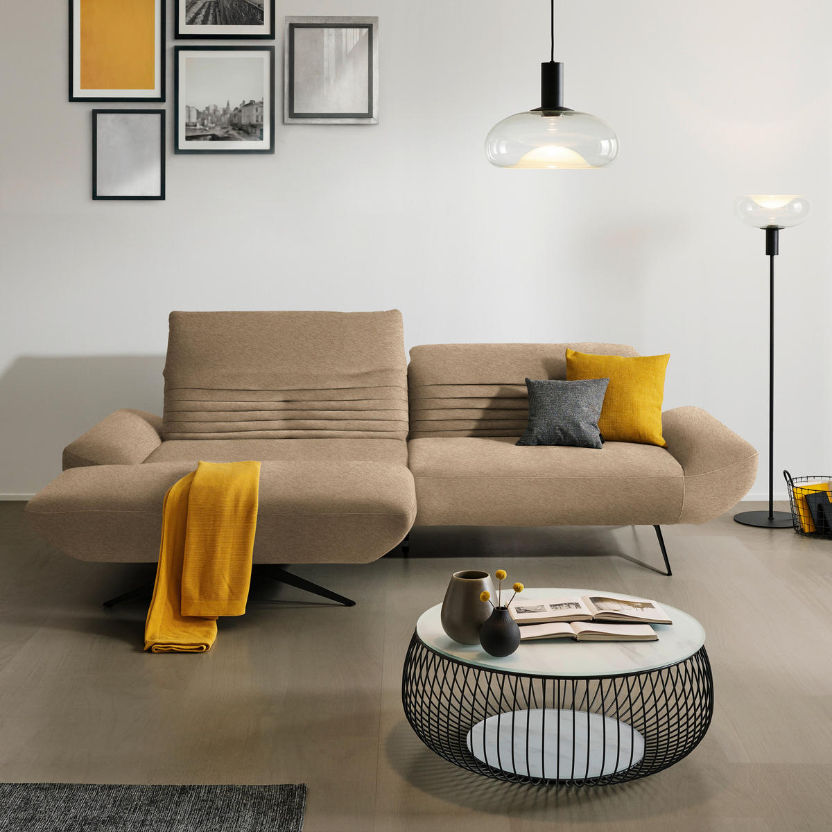 ECKSOFA  in Teddystoff Braun  170-195/280 cm  - Schwarz/Braun, Design, Textil/Metall (170-195/280cm) - Dieter Knoll