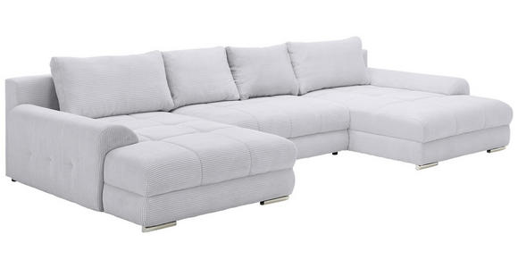 WOHNLANDSCHAFT  in Cord Hellgrau  - Chromfarben/Hellgrau, KONVENTIONELL, Kunststoff/Textil (180/376/180cm) - Carryhome