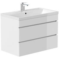SKRINKA S UMÝVADLOM, 80 cm - biela/biela s vysokým leskom, Trend, kompozitné drevo/kameň (80cm) - MID.YOU
