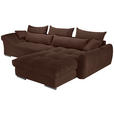ECKSOFA Dunkelbraun Cord  - Chromfarben/Dunkelbraun, KONVENTIONELL, Textil/Metall (335/225cm) - Carryhome