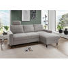 ECKSCHLAFSOFA in Chenille Grau  - Schwarz/Grau, Modern, Holz/Textil (234/147cm) - Livetastic