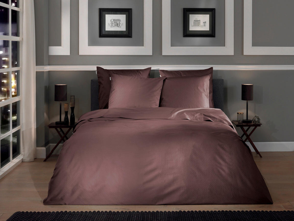 BETTWÄSCHE 2-teilig Punto Makosatin 135/200 cm  - Braun, Basics, Textil (135/200cm)