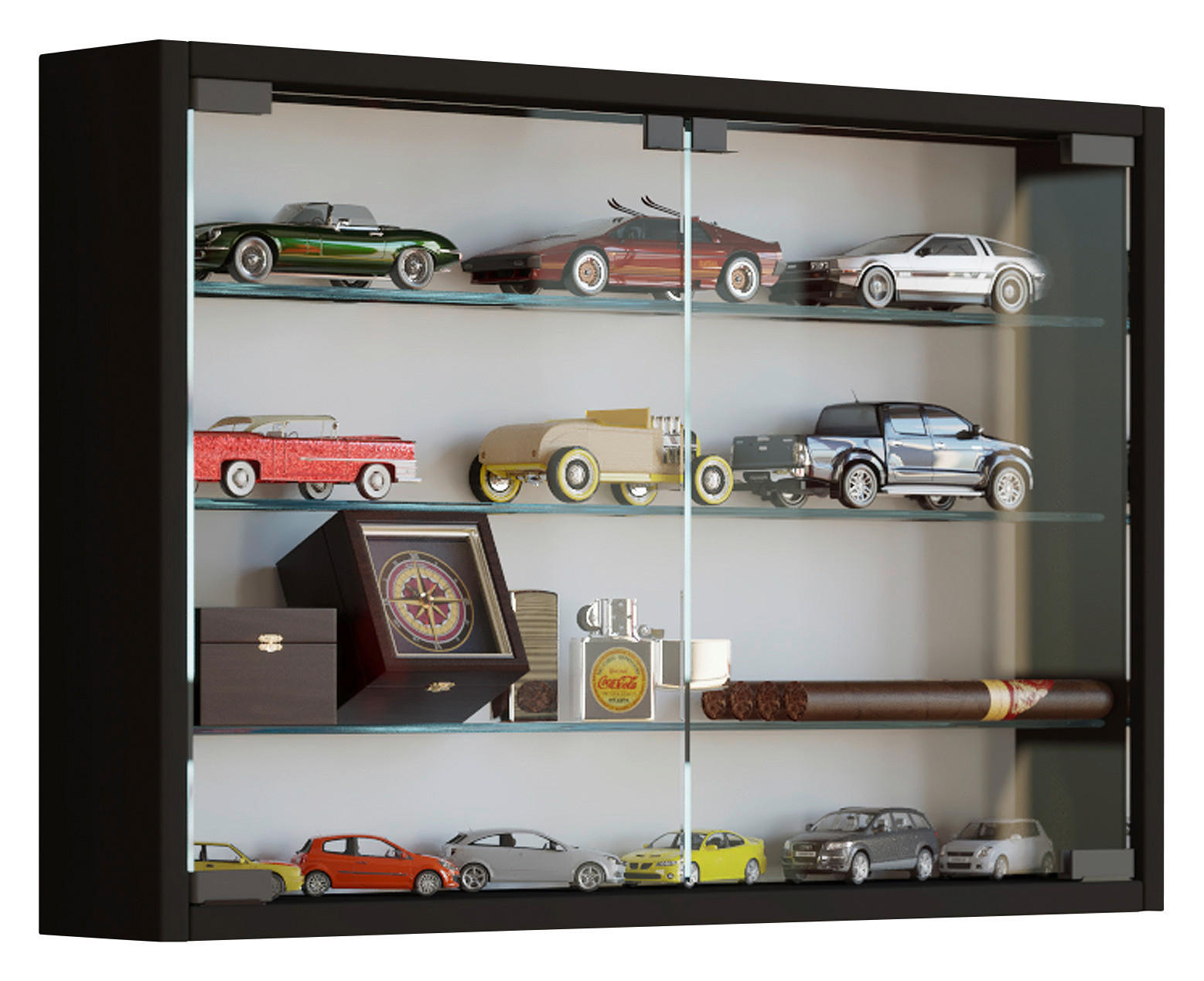 HÄNGEVITRINE Schwarz Befestigungsmaterial - Transparent/Schwarz, KONVENTIONELL, Glas/Kunststoff (60/40/10cm) - MID.YOU