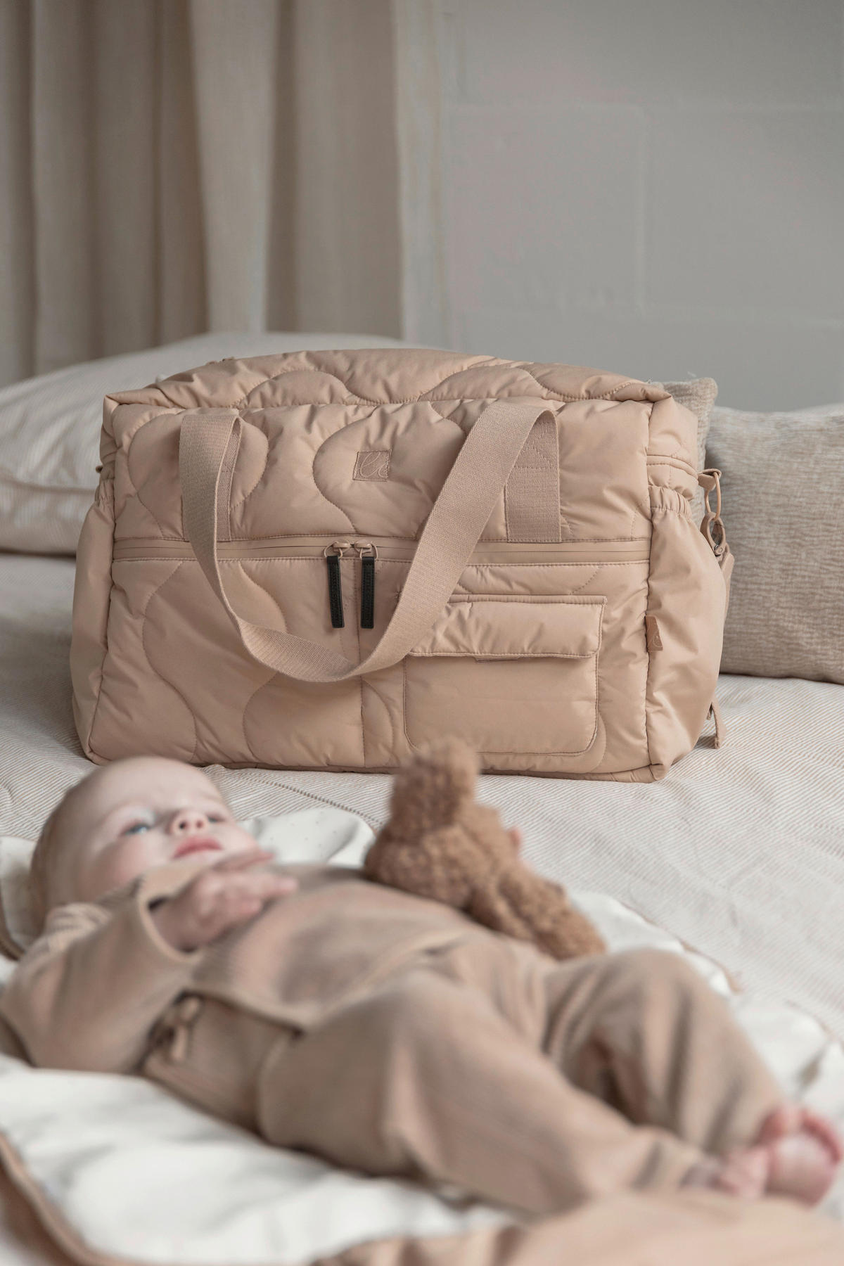 WICKELTASCHE Sydney  - Sandfarben/Braun, Basics, Textil (41/29/15cm)