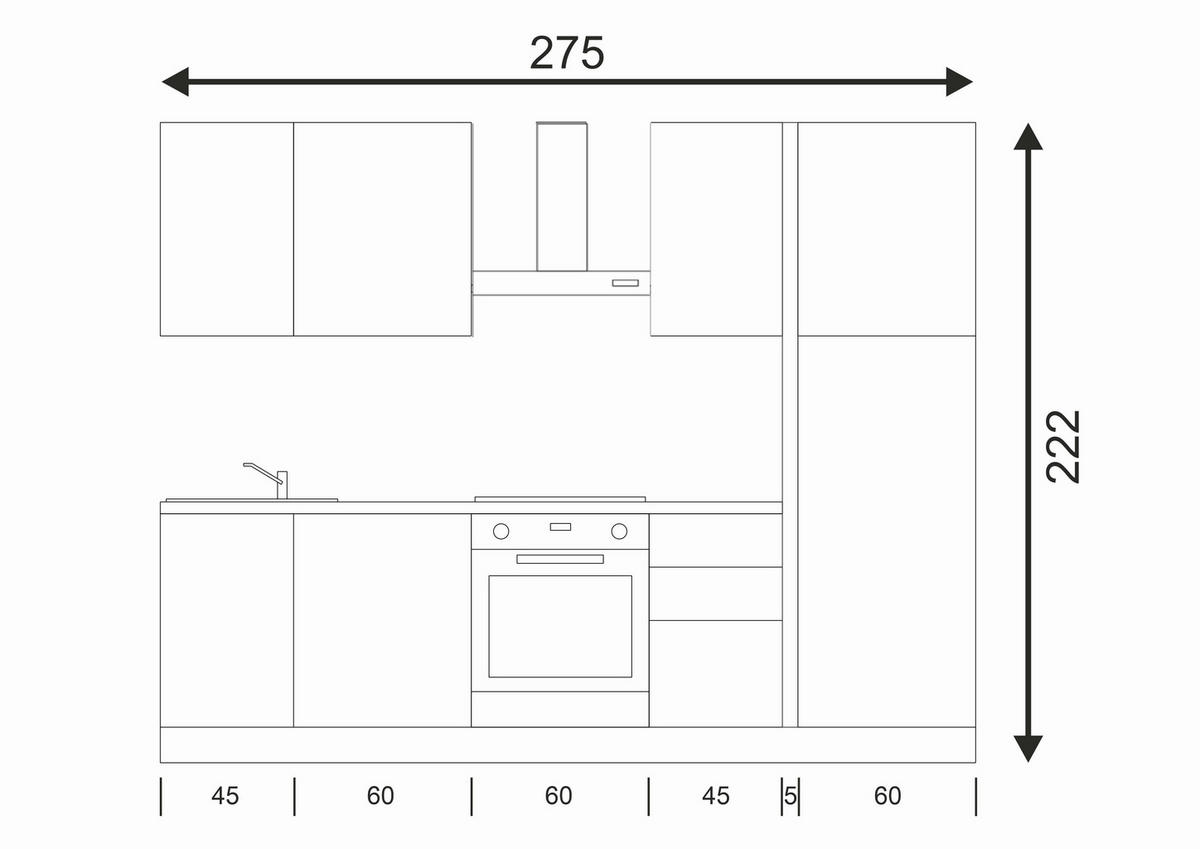KUHINJSKI BLOK - bela, leseni material (275/222/60cm) - Italstyle