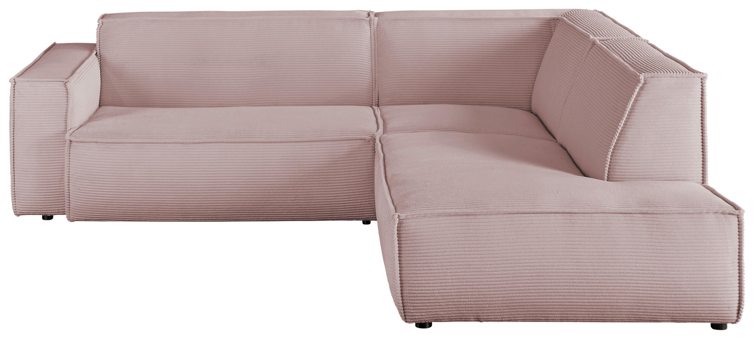 ECKSOFA Rosa Cord Rücken echt  - Schwarz/Rosa, KONVENTIONELL, Kunststoff/Textil (254/224cm) - Hom`in