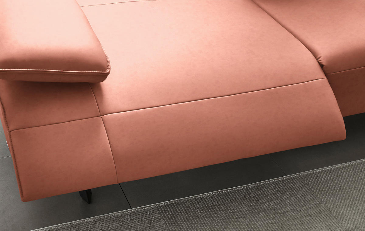 ECKSOFA Echtleder Lachsfarben  - Anthrazit/Lachsfarben, Design, Leder/Metall (290/230cm) - Johann Jakob