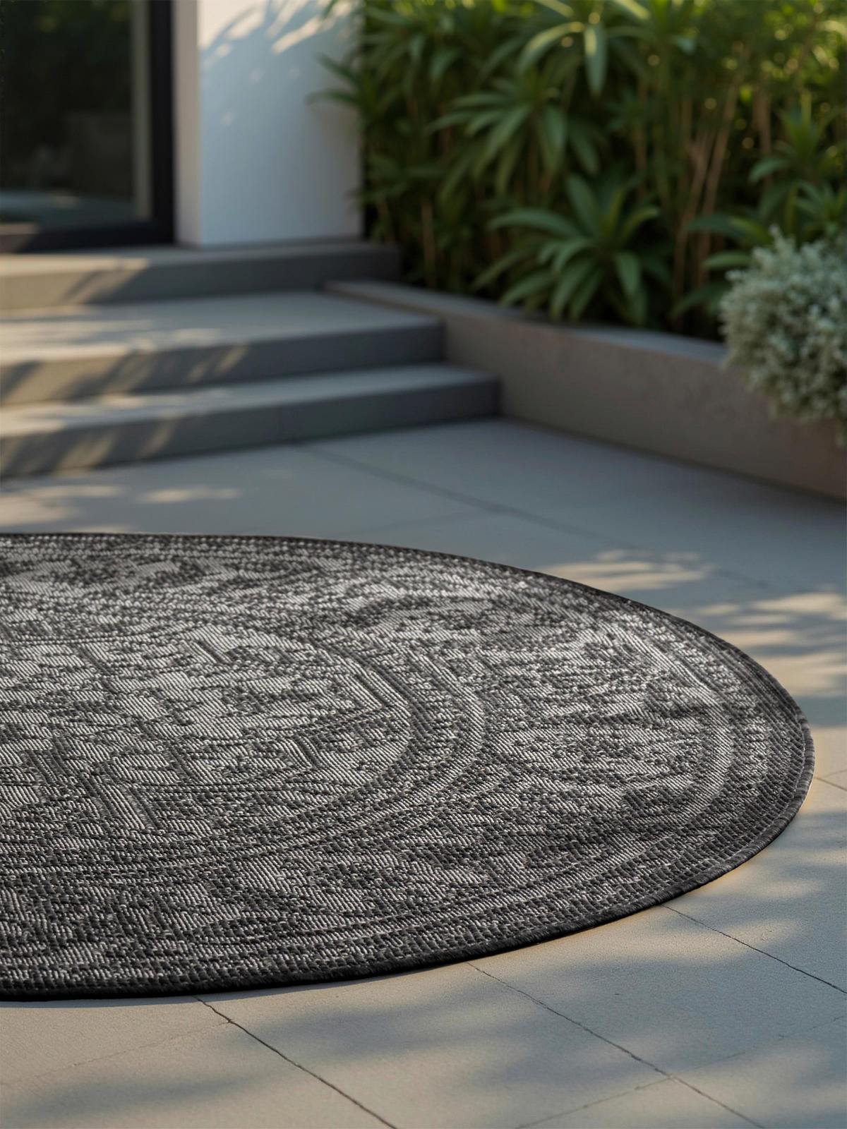 OUTDOORTEPPICH 160 cm Duet Schwarz, Weiß  - Schwarz/Weiß, Design, Kunststoff (160cm)
