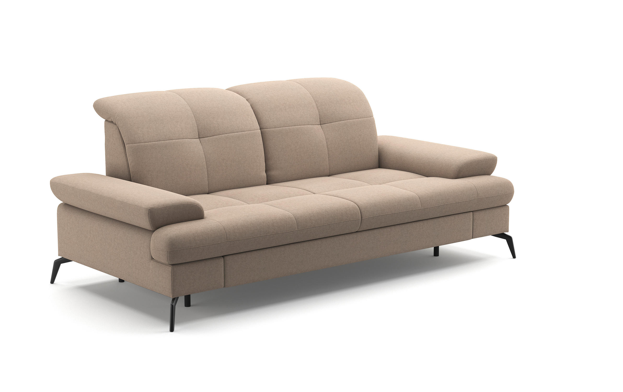 3-SITZER-SOFA in Flachgewebe Taupe  - Taupe/Schwarz, KONVENTIONELL, Textil/Metall (212/90/122cm) - Sit & More