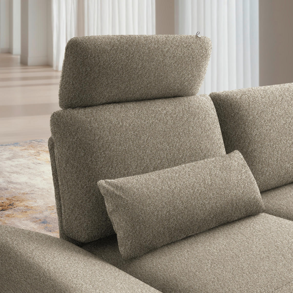 ECKSOFA Flachgewebe Hellbraun  - Hellbraun/Schwarz, Design, Textil/Metall (155/234cm) - Dieter Knoll