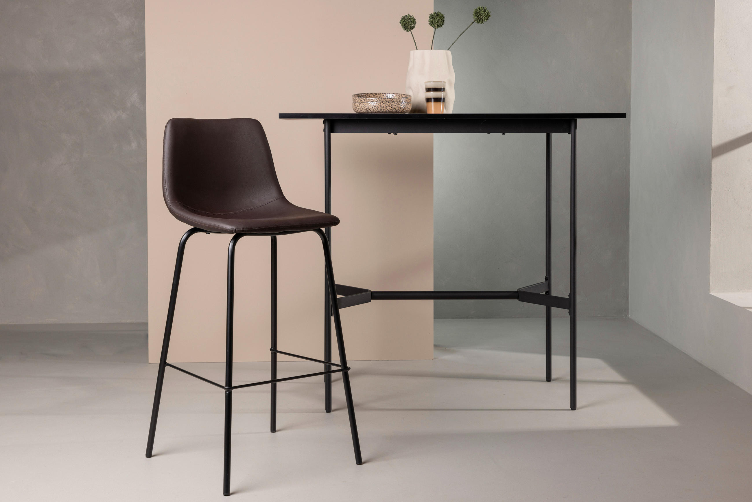 BARPALL SET i svart, mörkbrun  - svart/mörkbrun, Design, metall/textil (47/103/48cm) - Livetastic