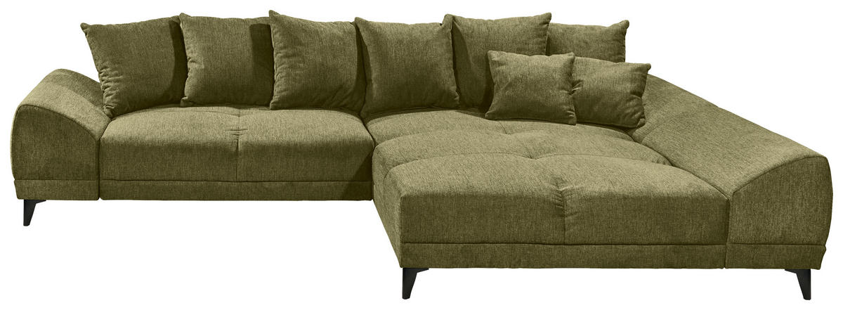 HÖRNSOFFA i vävt tyg olivgrön  - olivgrön/svart, Klassisk, textil/plast (310/185cm) - MID.YOU