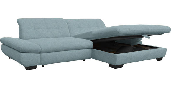 ECKSOFA in Mikrofaser Pastellblau  - Pastellblau/Schwarz, Design, Textil/Metall (290/198cm) - Xora