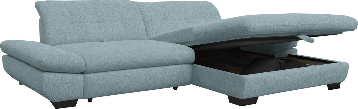 ECKSOFA in Mikrofaser Pastellblau  - Pastellblau/Schwarz, Design, Textil/Metall (290/198cm) - Xora