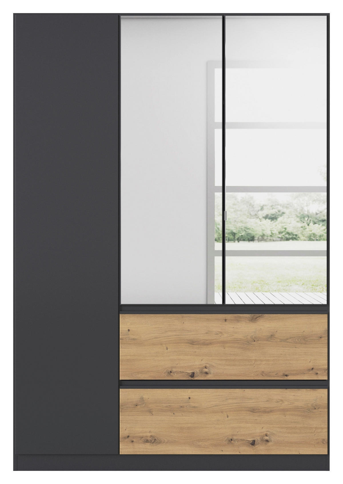 DREHTÜRENSCHRANK in Grau, Eiche Artisan  - Eiche Artisan/Grau, Modern, Holzwerkstoff (136/197/54cm) - Rauch Möbel