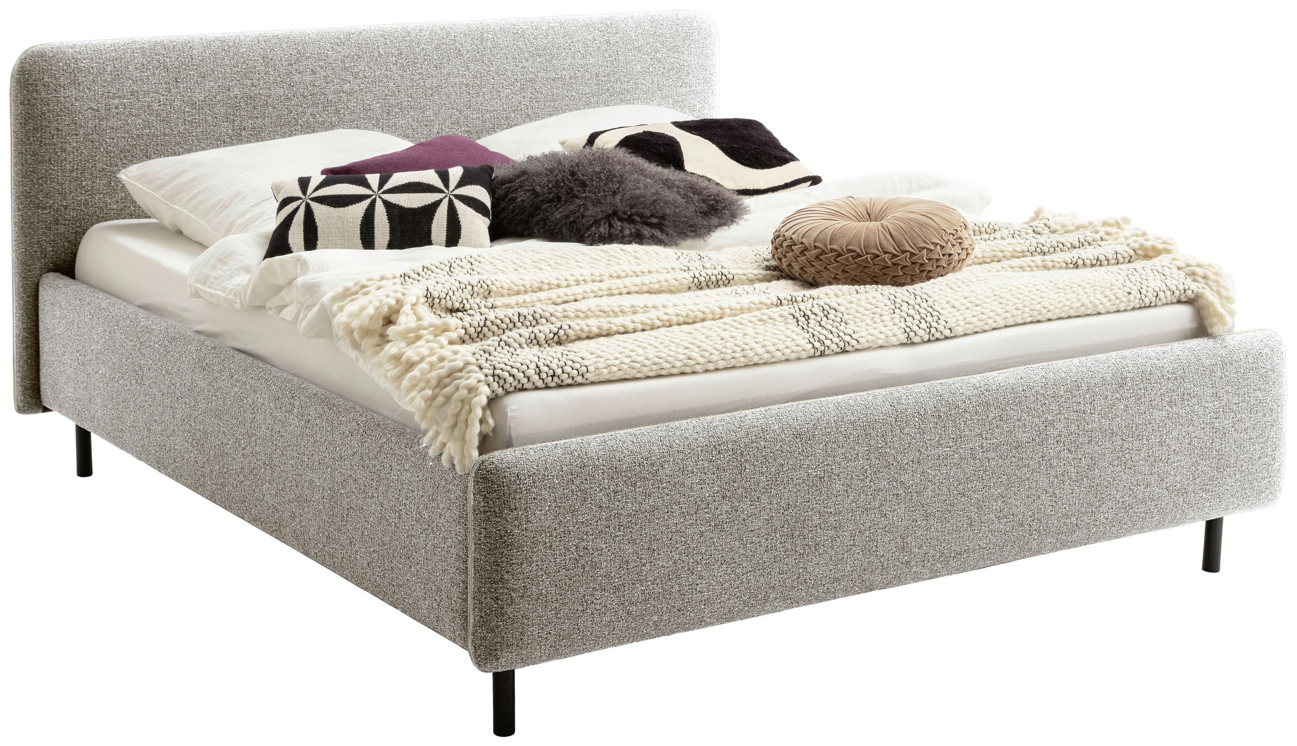 POLSTERBETT 180/200 cm  in Beige  - Beige/Schwarz, Design, Textil/Metall (180/200cm) - Xora