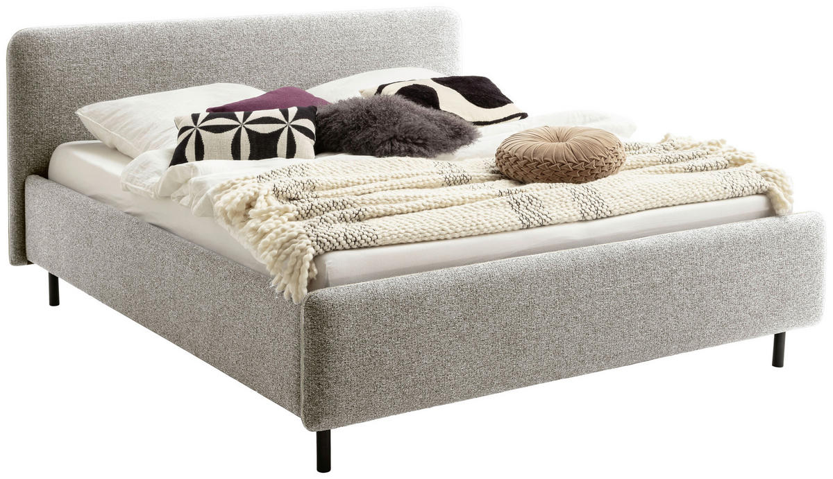 POLSTERBETT 180/200 cm  in Beige  - Beige/Schwarz, Design, Textil/Metall (180/200cm) - Xora