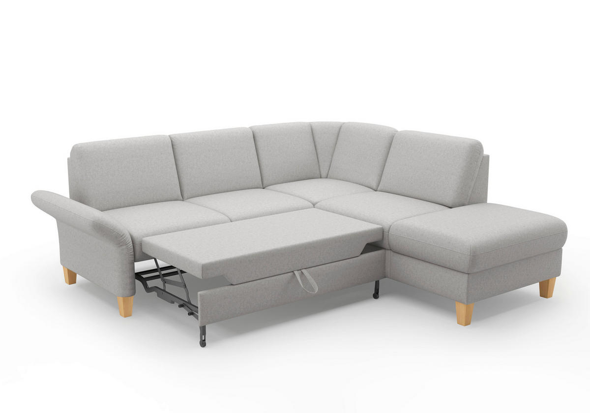 ECKSOFA ROCHELLE E Hellgrau Flachgewebe  - Eichefarben/Hellgrau, KONVENTIONELL, Holz/Textil (240/216cm) - Sit & More