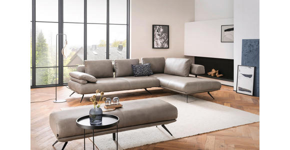 HOCKER Echtleder Grau - Schwarz/Grau, Design, Leder/Metall (160/45/60cm) - Dieter Knoll