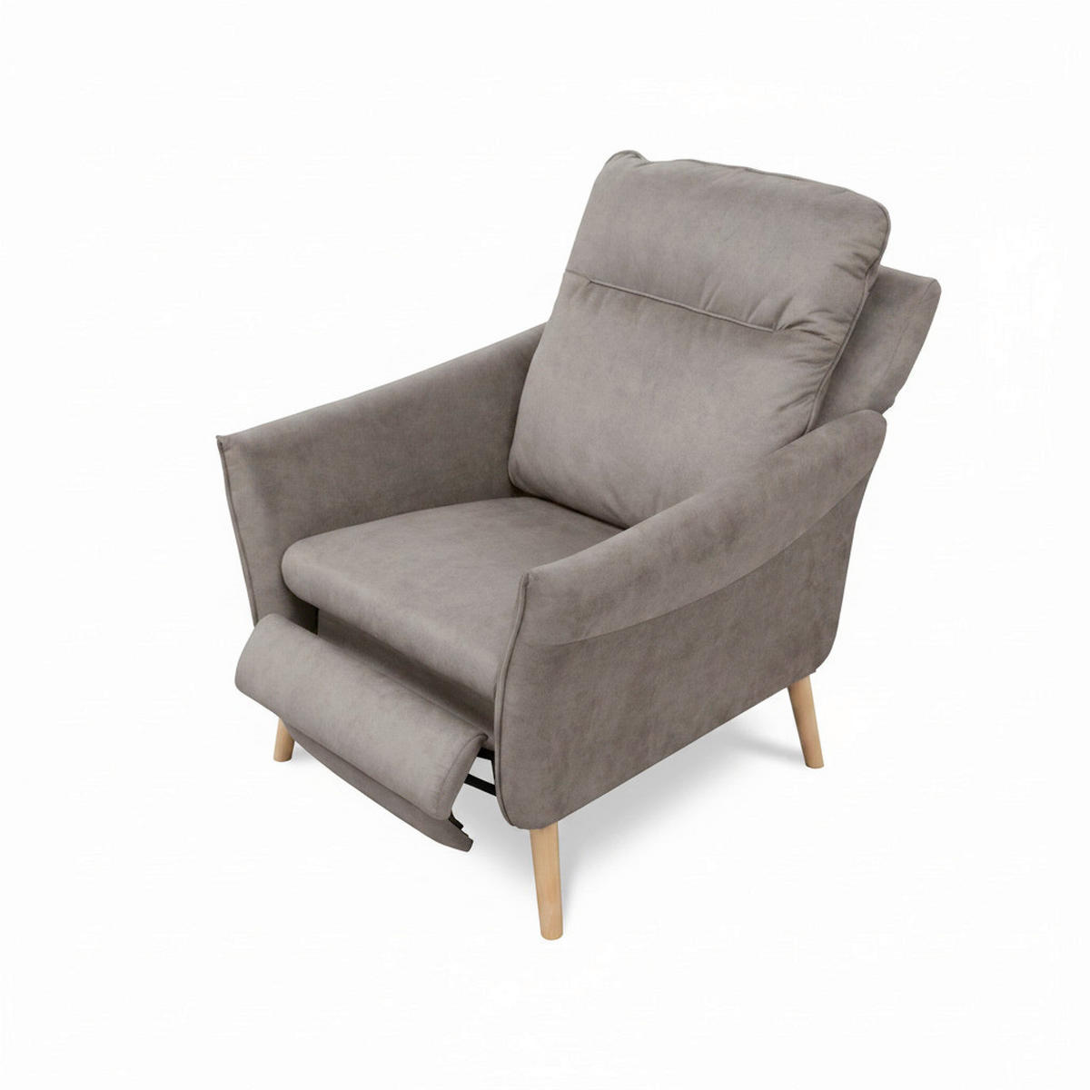 RELAXSESSEL in Textil Taupe  - Taupe/Buchefarben, Design, Holz/Textil (88/110/92cm) - Livetastic