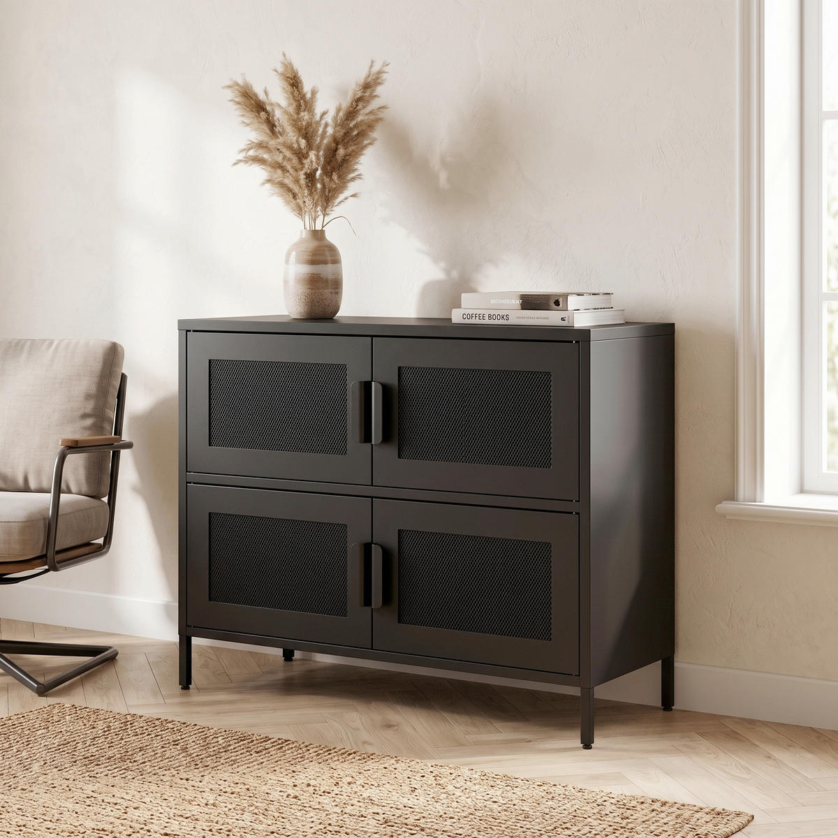 SIDEBOARD  90/75/40 cm  - svart, Design, metall (90/75/40cm) - Livetastic
