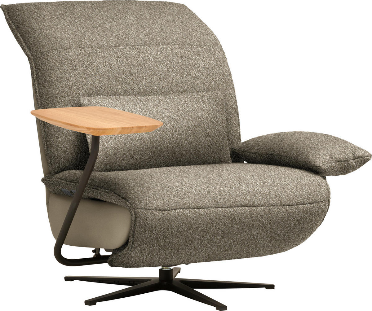 SESSEL Flachgewebe, Mikrofaser Hellbraun  - Hellbraun/Schwarz, Design, Textil/Metall (84/65/91cm) - Koinor