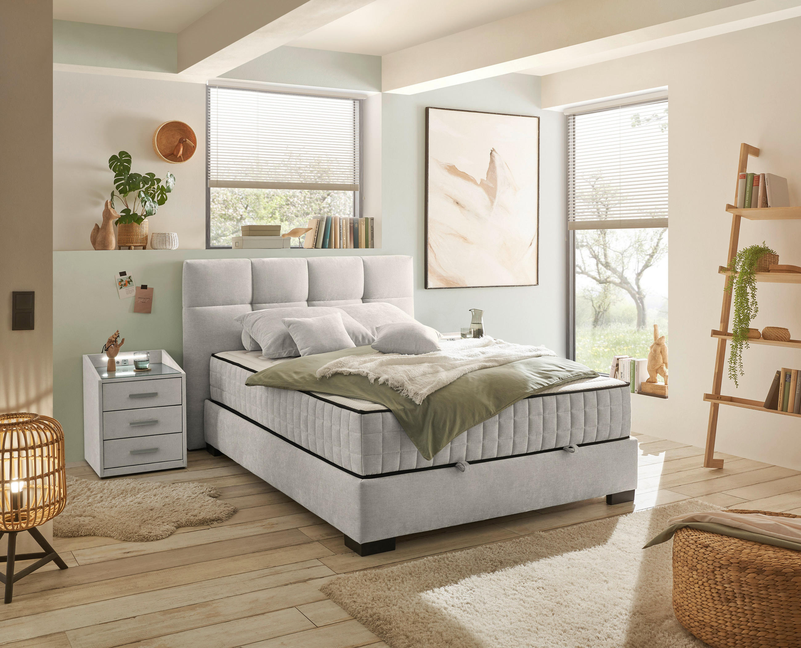 BOXBETT 120/200 cm  in Beige  - Beige/Schwarz, Modern, Holzwerkstoff/Kunststoff (120/200cm) - MID.YOU