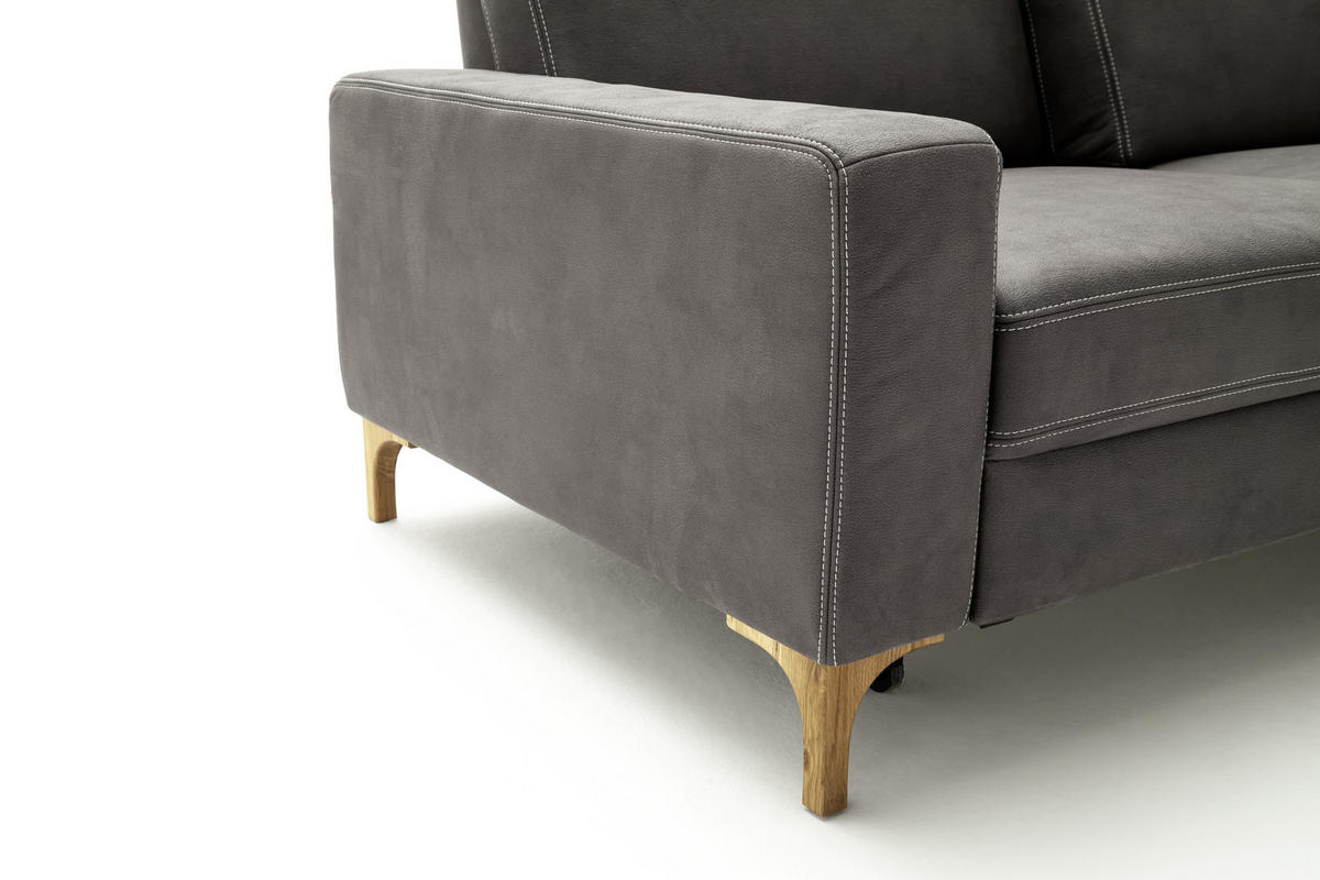 ECKSOFA in Mikrofaser Anthrazit  278/185 cm  - Eichefarben/Anthrazit, Design, Holz/Textil (278/185cm) - Pure Home Lifestyle