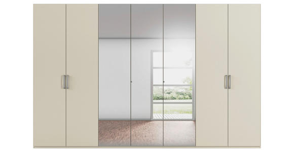 DREHTÜRENSCHRANK 350/235/61 cm,  in Champagner, 7-türig  - Chromfarben/Edelstahlfarben, Basics, Glas/Holzwerkstoff (350/235/61cm) - Novel