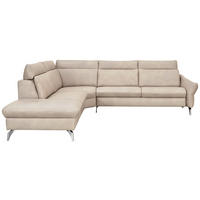 ECKSOFA  in Echtleder Creme  242/294 cm  - Edelstahlfarben/Creme, Design, Leder/Metall (242/294cm) - Himolla Komfortklass