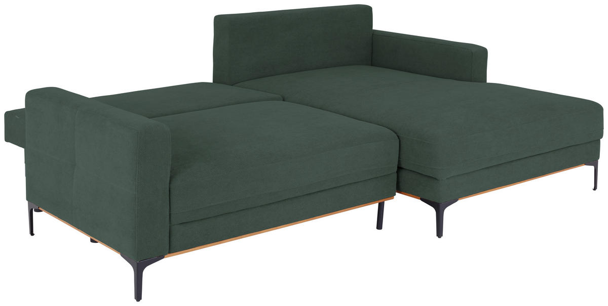 ECKSOFA in Waldgrün  - Waldgrün/Schwarz, Modern, Textil/Metall (238/162cm) - Ondega