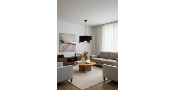 HÄNGELEUCHTE 45/130 cm  - Goldfarben/Schwarz, Trend, Textil/Metall (45/130cm) - Novel